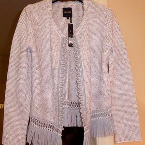 Nic & Zoe Fringe Short Women Open Front Dress Sweater Cardigan Jacket US Size S